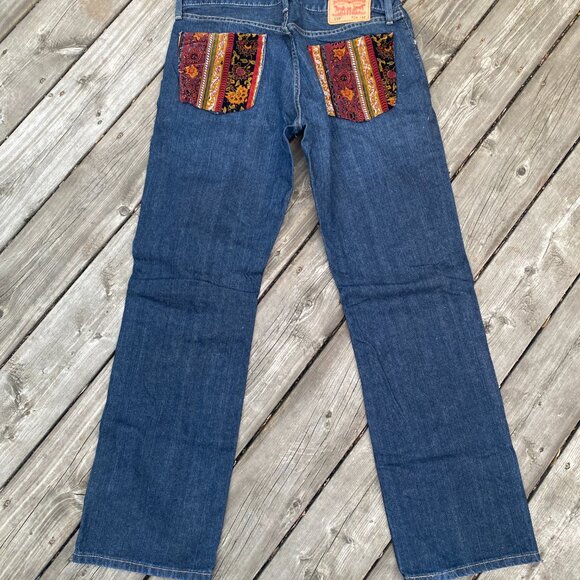 Vintage Levi Strauss Velvet Embroidered Jeans Size 34 / 32 Blue - Picture 4 of 7